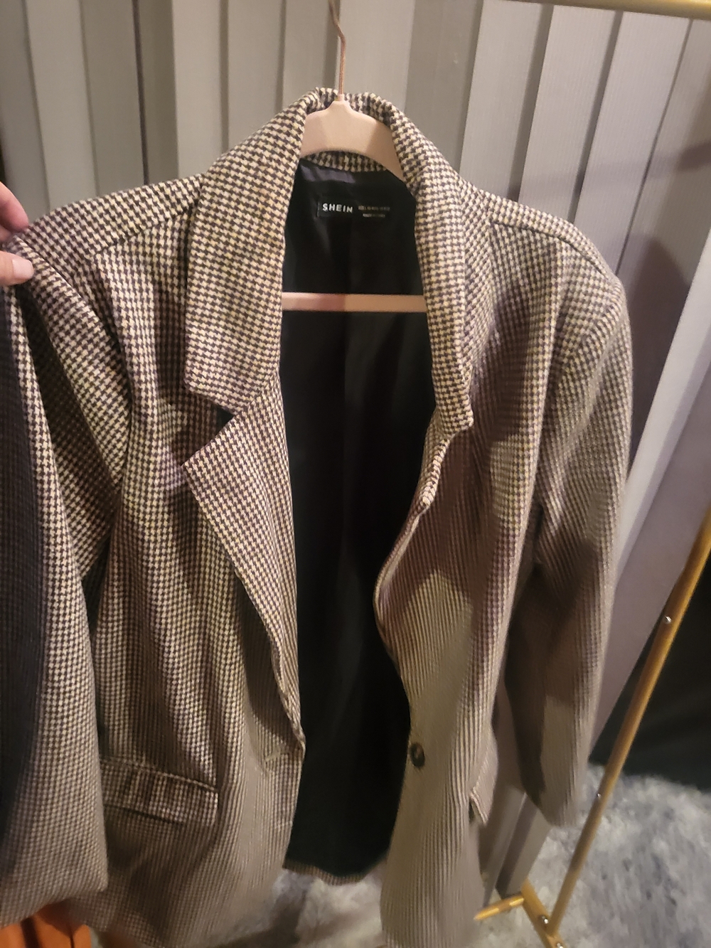 SHEIN Brown Houndstooth Blazer
